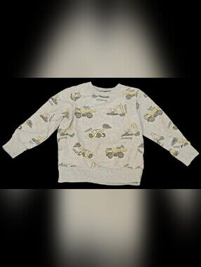 Kids Construction Print Sweatshirt - Gray & Yellow